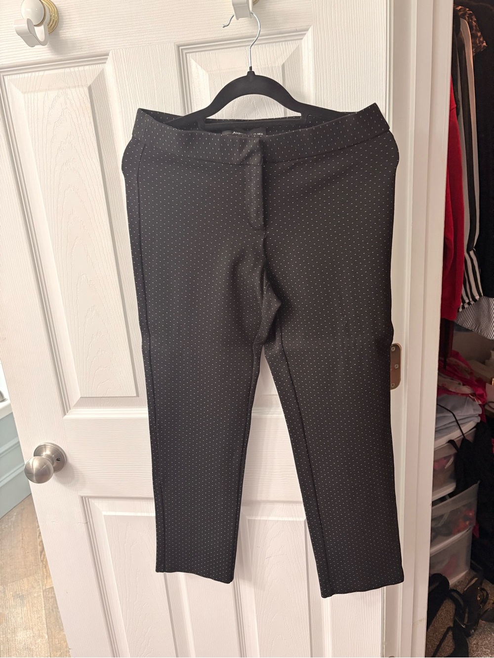 Amanda & Chelsea Black Pin Dot Cropped Ponte Pants